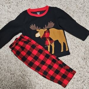 Kids Fleece Moose Fleece Pajama Set